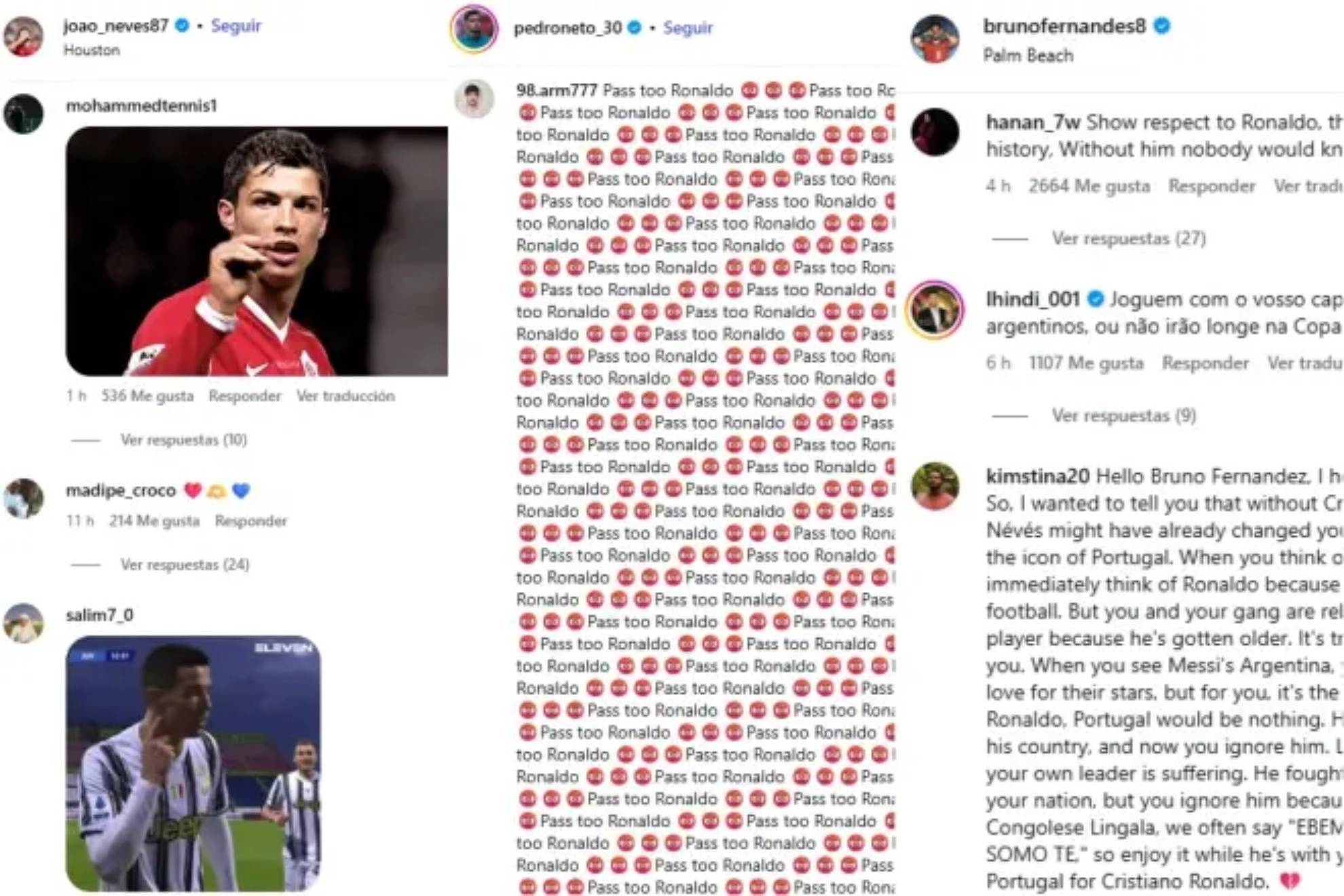 Las críticas a los jugadores de Portugal en Instagram